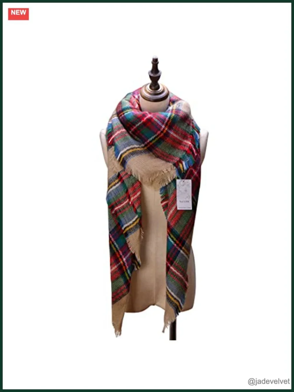 Oversized Plaid Blanket Scarf Shawl Wrap Winter Warm Cashmere Feel Acrylic